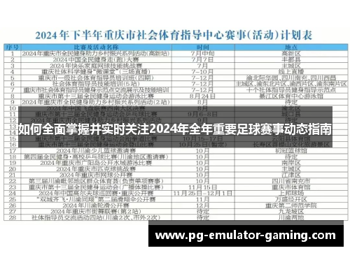 如何全面掌握并实时关注2024年全年重要足球赛事动态指南