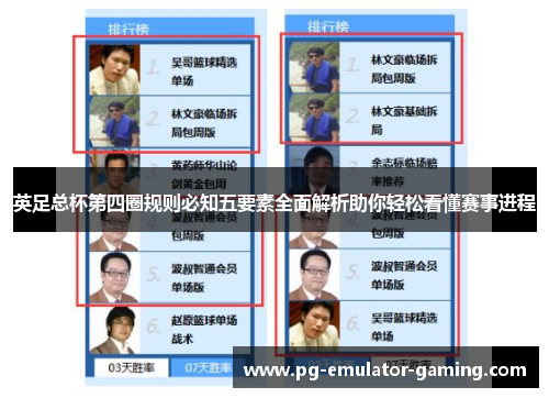 英足总杯第四圈规则必知五要素全面解析助你轻松看懂赛事进程