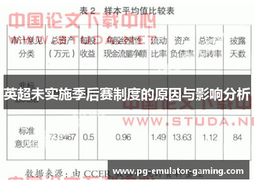 英超未实施季后赛制度的原因与影响分析 英超未实施季后赛制度的原因与影响分析